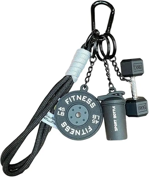 Fitness Bag Chains and Charms, Cute PVC Keychain Wristlet for Women & Men with 4 Detachable Pieces, Mini Accessories for Your Purse, 4 Charm Mix, Keychains