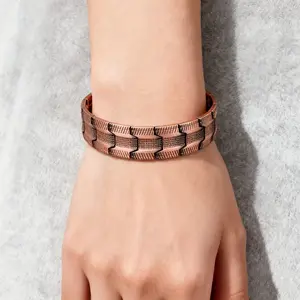 3-Row Magnetic Zinc Alloy Bracelet - Unisex Adjustable Interlocking Design, Magnetic Jewelry Ideal Gift