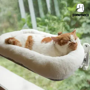 【Marshmallow Bed】POMESEA Cordless cat window perch,Cordless Cat Hammock,Sunbathing,Pet Bed,Neck Support,Detachable,Double-Sided Fabric Cover,For Indoor Pets,Valentine Gift Kitten House #TikTokshopBlackFriday