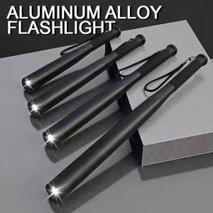 Portable Aluminum Alloy Baseball Bat LED Flashlight,  Torch with Lanyard for Camping Hiking Emergency