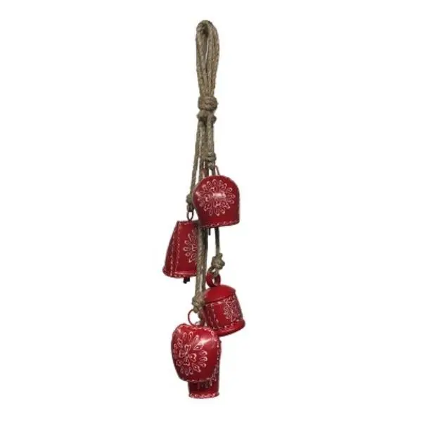 Metrotex Designs 62109 5 Bell Pendant Wind Chime, Red & White