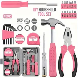 Premium Home Repair Tool Kit, Compact Manual Comprehensive Tool Set Includes Hammer, Pliers, Wrench, Screwdrivers and More, Ideal for Daily Tasks & Emergency Auto Repair, Neat Tool Storage, Tool Box, No Battery Required