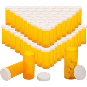 100 Pack Empty Pill Bottles, 8 Drams Prescription Medicine Vials with Caps, Multi Use Medicine Container for Pill, Crafts, Candy, Supplements and More