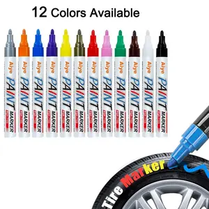 12-Color Quick-Drying Tire Marker Pen, Oil-Based Tire Lettering & DIY Detail Pen Paint Marker, Waterproof, Long-Lasting Non-Fading Marker for Metal, Wood, Plastic, Rock, Canvas, Glass, Rubber