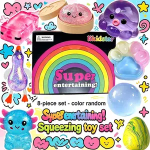 8-piece set - Eight different shapes of squeeze toys, gold powder filled squeeze toys, Squishy Fun Set, suitable for office play, relaxing effect, more suitable for personal collection, ornaments, birthday gifts and holiday gifts - color random