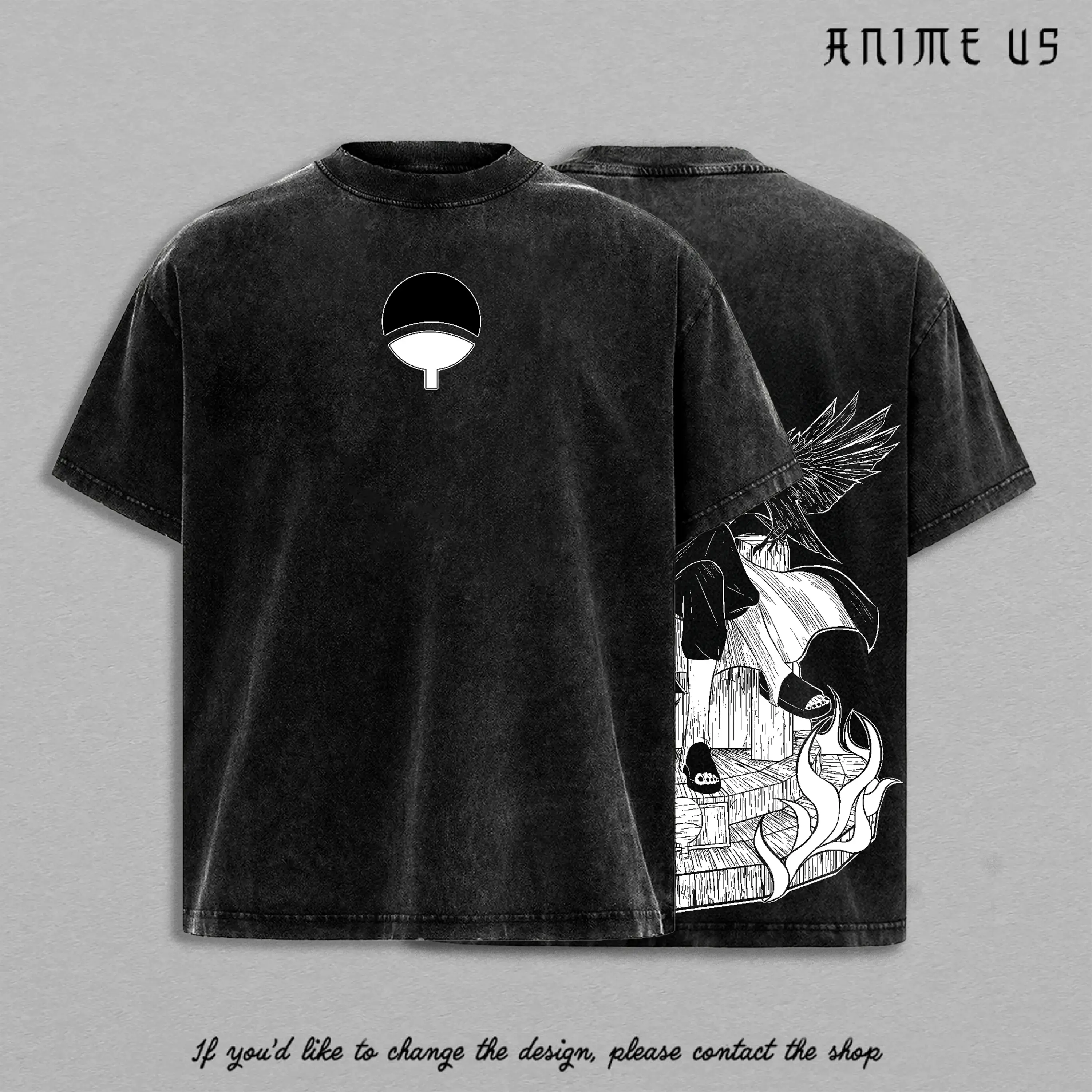 Akatsuki Sasuke Brother Assassin Uchiha Clan Shirt Vintage Washed Oversized Tee Anime Streetwear Heavy Cotton T-Shirt Red Eye Warrior Design Front & Throne Art Back Gift for Ninja Anime Fans Collector Aesthetic Y2K Hip Hop Cyberpunk