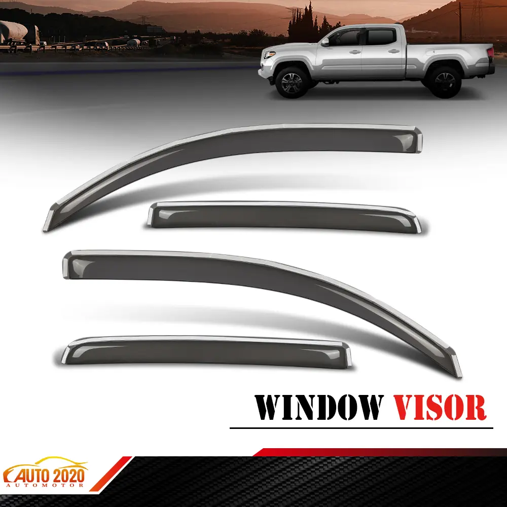 In-Channel Window Rain Guards, Aerodynamic Sunvisor Side Window Deflectors & Visors Vehicle Accessories for 16-23 Toyota Tacoma Double Cab (4PCS)