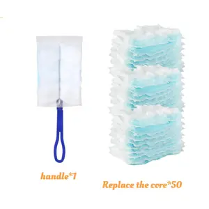50 Dust Collector Refills with 1 Folding Handle,Compatible with Swiffer Duster Collectors,Used for Wiping Desktops,Vases,Bookshelves,Blinds,Car Interiors,Hand Tools Kits