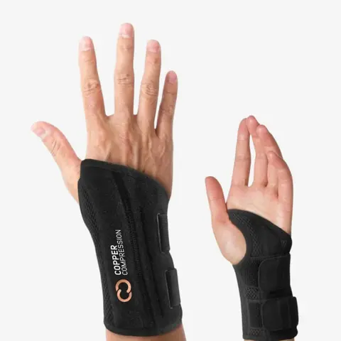 Copper Compression Advanced Fabric Wrist Brace - Under-Sleeve Slim, Customizable Fit, Adjustable Hand Support for Recovery, Holding a Phone, Lifting (Recovery Support Braces, Splints & Slings, Health Medical First Aid Supplies)