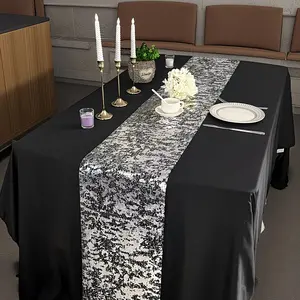 Silver Color Gold Foil Table Runner, 28cm*275cm/500cm/1000cm, Reusable, Hand Wash Only, Perfect for Anniversaries, Parties, Weddings, Banquets, Hotel Restaurants