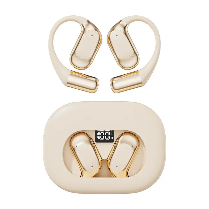 The OWS ear-hook wireless Bluetooth earphones feature a wireless LED digital display; they utilize the OWS ear-hook design and electroplating process, offer ultra-long battery life, and are compatible with Apple, Android systems, and various tablets and o