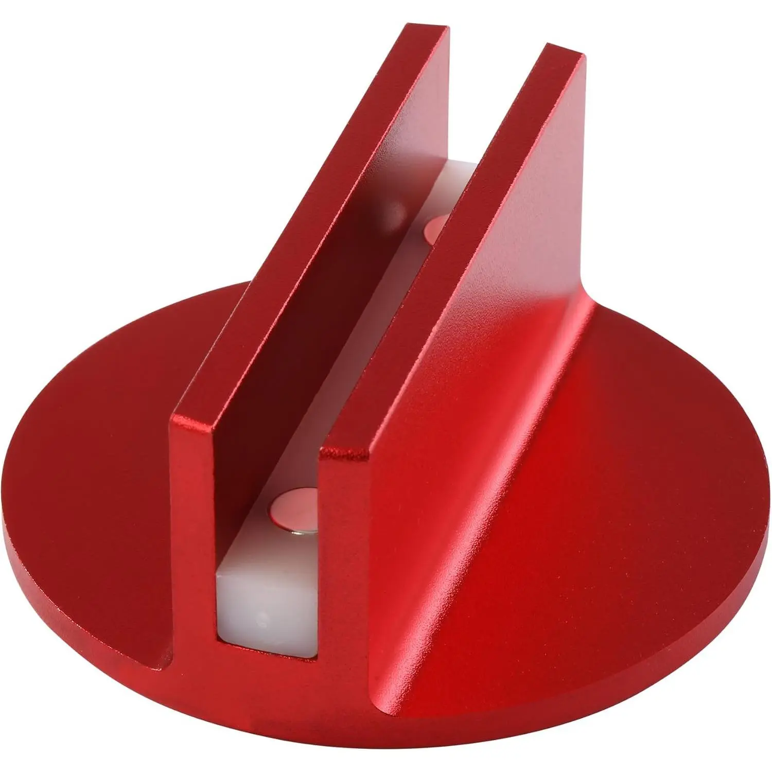 Grooved Pinch Weld Jack Pad -  Jack Puck & Large Slotted Frame Rail Protector for , SUVs,  & Pickups - Heavy-Duty Floor Jack Adapter, Red