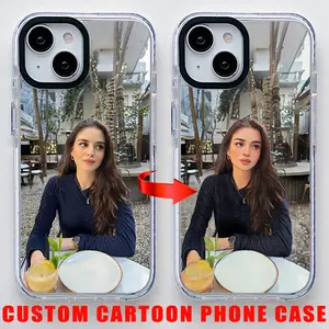 Convert Photos to cartoon Custom Phone Case for iPhone 16 15 14 13 12 11 Pro Max Plus , Personalized Picture Photo Cover - Shockproof Protective Clear