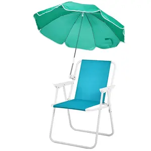 Folding Beach Chair with Umbrella for Adults, Lightweight Porable Camping Chair with 265lbs Capacity for Travel Picnic Concert & Outdoor Activities, Mint Green