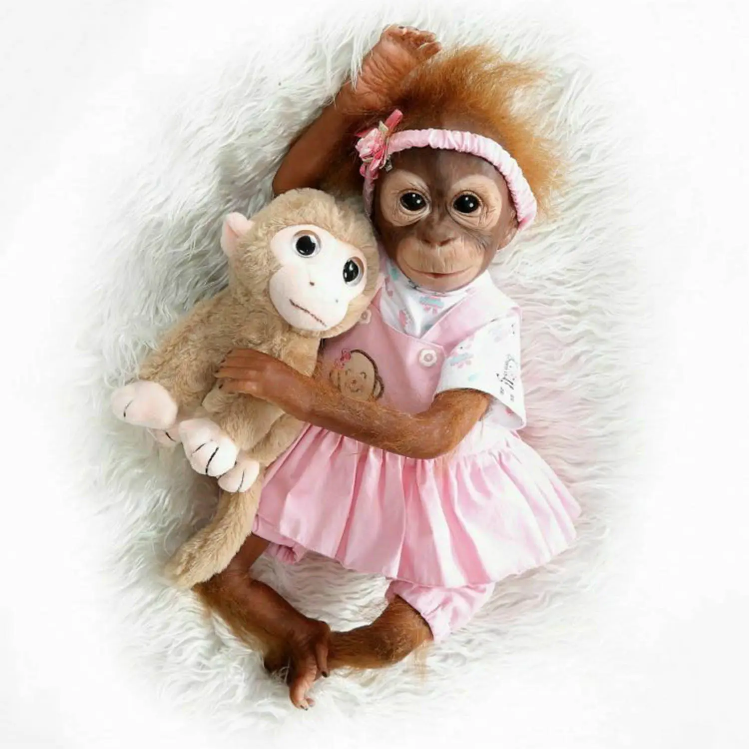20-in Realistic Baby Monkey Doll - Handmade Vinyl Fabric Weighted Body, Lifelike Texture, Handmade Details Show Loving Care, Developmental Toy, High-End Painted Gift for Kids 3+, Realistic Baby Dolls