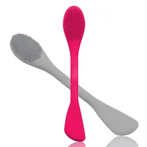 Multifunctional Silicone Facial Cleansing Brush – Pore Cleaner, Blackhead Remover, Acne Treatment, Face Massager, Mask Applicator, Comfort Red And Grey Skincare