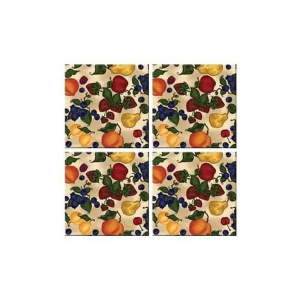 McGowan TT00440 Tuftop Fruit Collage Coasters Set of 4, 4" H X 4" W, Full-Color Vivid Images