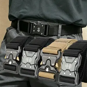 4-Pack Men’s Canvas Belts, Tactical Belts with Plastic Buckles – Breathable and Durable, Suitable for Outdoor Activities and Work, Ideal Gift, Provides Waist Support, Adjustable Size | Sturdy Plastic Buckle