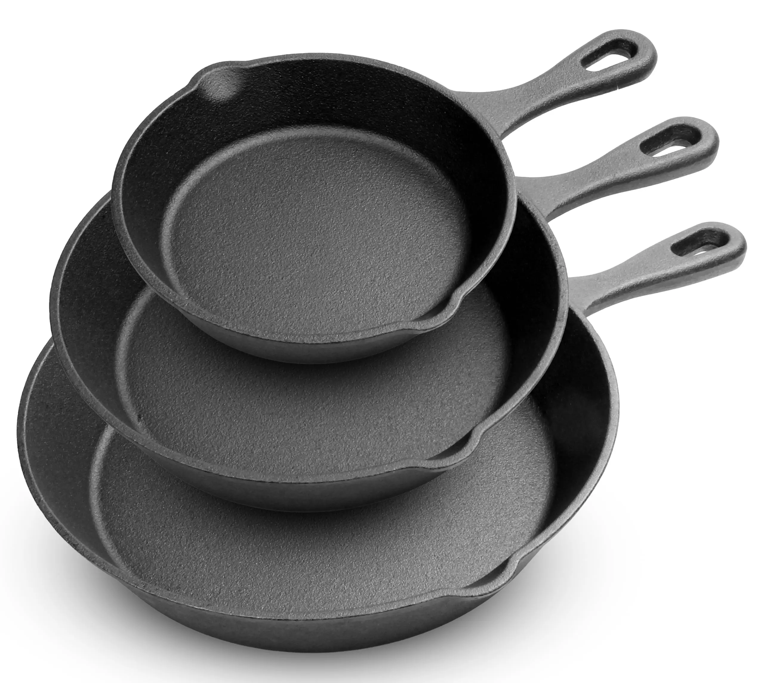 3 Piece Cast Iron Skillet Sets Pre-Seasoned 6/8/10in Pre Seasoned Frying Pan, PFAS-Free, Non-Toxic Cookware - Use with an Oven, Stove, Grill, or Campfire, Oven Safe