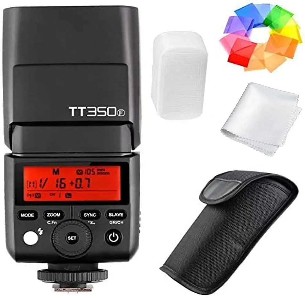Godox TT350F Wireless 2.4G HSS 1/8000s TTL GN36 Plastic Camera Flash for Fujifilm Cameras, Photography Accessories with Color Filters & Cleaning Cloth