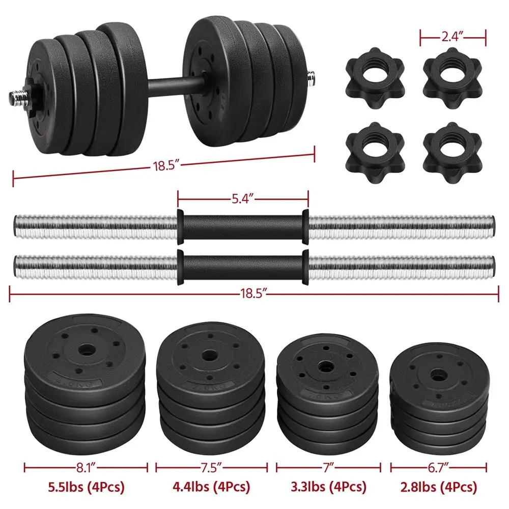 Yaheetech Adjustable Dumbbell Weight Set (33LB/44LB/55LB/66LB) - Home Exercise Equipment, Workout Equipment for Men & Women, At-Home Gym Strength Training Gear with Spinlock Collars, Non-Slip Handles