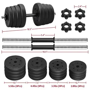 Yaheetech Adjustable Dumbbell Weight Set 66LB/55LB/44LB/33LB for Women & Men Home Gym Strength Training with Spinlock Collars and Non-Slip Handles free weights-dumbbells