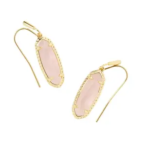 Kendra Scott Eva 14K Gold Over Brass Drop Earrings - Rose Quartz Kendra Scott Eva 14K Gold Over Brass Drop Earrings - Rose Quartz