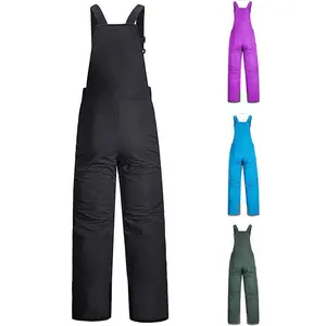 Women's Sleeveless Ski Overalls, Adjustable Shoulder Strap Jumpsuit, Side Pocket Long  Clothes Overalls Front Zipper Waterproof Adjustable Shoulder Strap Thermal Windproof Slim Fit Stylish Design, Adjustable Waist & Snow Gaiters,