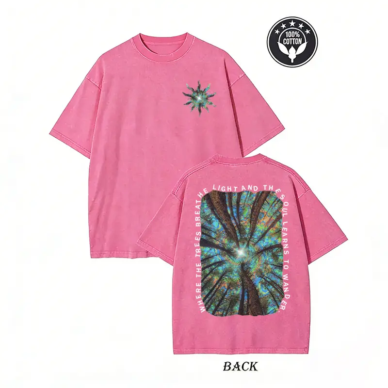 Where The Trees Breathe Light Oversized Tee |   Trippy Forest Spiritual Graphic Shirt,Psychedelic Forest Light Tee |   Retro Acid Wash Wander Soul Oversized Top