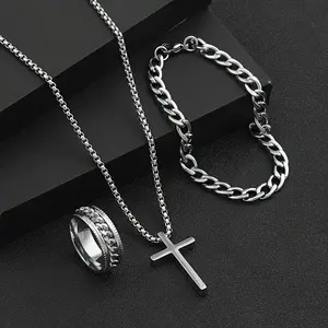 Fashionable stainless steel necklace ring bracelet new creative fashion party commemorative gift, to friends and family, multi-purpose jewelry exquisite, New Year and birthday gifts