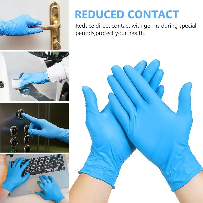 100PCS Disposable Blue Nitrile Cleaning Gloves - Latex Free, Textured Surface, Tear Resistant, Anti-Chemical Irritation Household Gloves for Kitchen Dishwashing, Sink Scrubbing