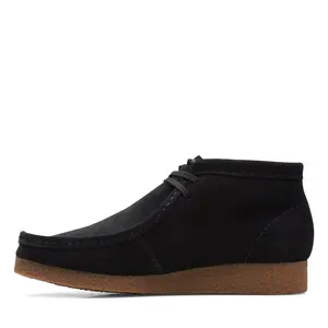 Clarks Shacre Boot Black Sde Men's Lace Closed Suede Footwear with Rubber sole for Comfort and Walking Shoes