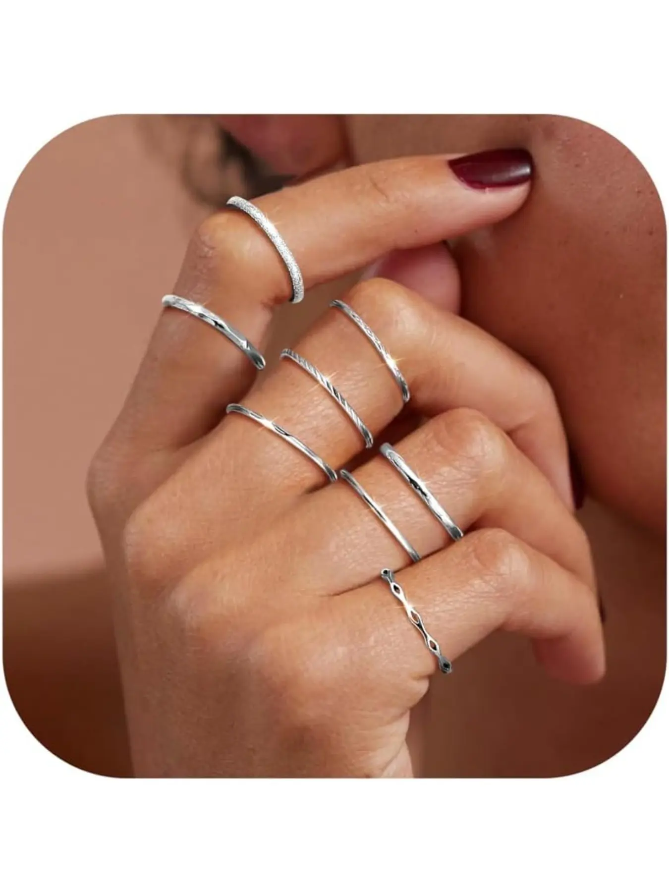 8Pcs 1MM 2MM Stainless Steel Rings for Women Men Minimalist Fashion Jewelry Dainty Plain Thin Knuckle Stacking Midi Thumb Rings Stackable Statement Band Rings Set Silver Gold Tone Size 4-12 Jewellery
