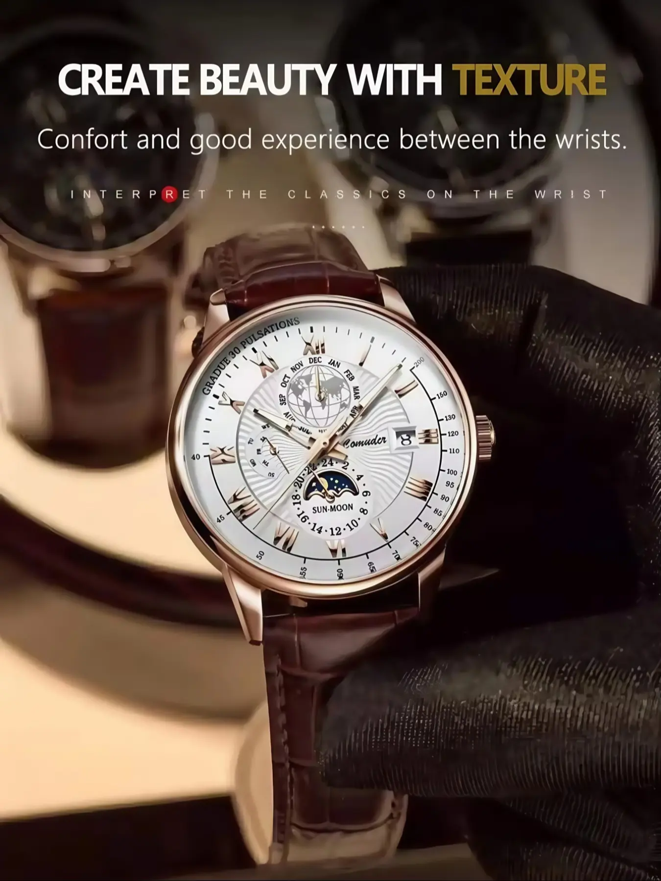 1pcs Men's Watches, Analog Quartz Watches, Classic Brown leather strap Business Style Roman scale Calendar Function Japan Imported Automatic Quartz Movement Birthday Gift for Men Graduation Wedding Souvenir