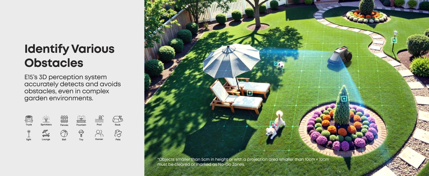 eufy Robot Lawn Mower E18, No Wire, No RTK, No Signal Issue, Hands-Free Auto Mapping, Precise Obstacle Avoiding, Reliable Lawn Maintenance, Worry-Free Experience
