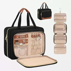 Wedama Toiletry Bag with Hanging Hook Jewelry Organizer Makeup Cosmetic storage for Cruise Travel weekender Gift idea for women wife