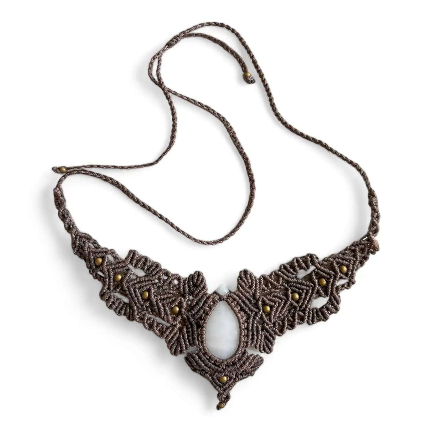 White Onyx Handmade Macramé Necklace - Grace Under Pressure
