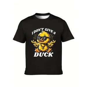 Men's funny duck graphic with a cool attitude Graphic T-Shirt - Short Sleeve Crew Neck Regular Fit Casual Wear | Soft & Breathable Fabric, Durable Print, Everyday Comfort, Machine Washable, casual and humorous outdoor casual wear, suitable for summer