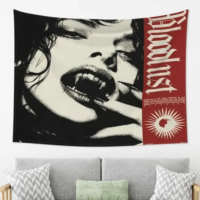 Gothic Vampire Artwork Print Tapestry - Durable Room Art Wall Hanging, Elegant Home Decor for Living Room, Bedroom Modern Statement Piece