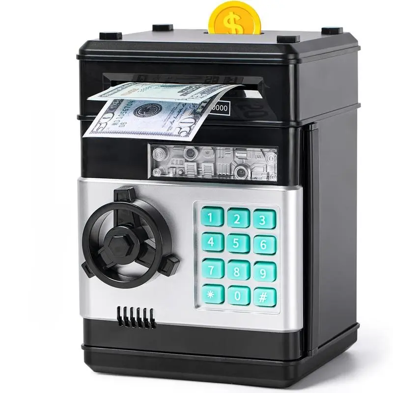 Electronic Piggy Bank with Password Code Lock | Kids Coin Money Savings Box Safe Cash Coin Can Toy, Mini ATM Banks for 3 4 5 6 7 8 9 10 11 12 Year Old Boys Girls Christmas Birthday Gifts for Children