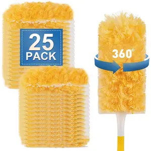 Unscented Disposable Heavy Duty Duster Refills 25 Count 360 Multi Surface Feather Duster Kit for Cleaning Dust on Furniture Blind Ceiling Fan