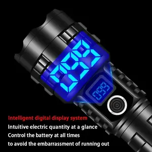 Super Bright Rechargeable LED Strong Light Flashlight Torch, Portable Phone Charger, Metal Shell, USB Driven, 3000mah Lithium Battery, Outdoor Camping