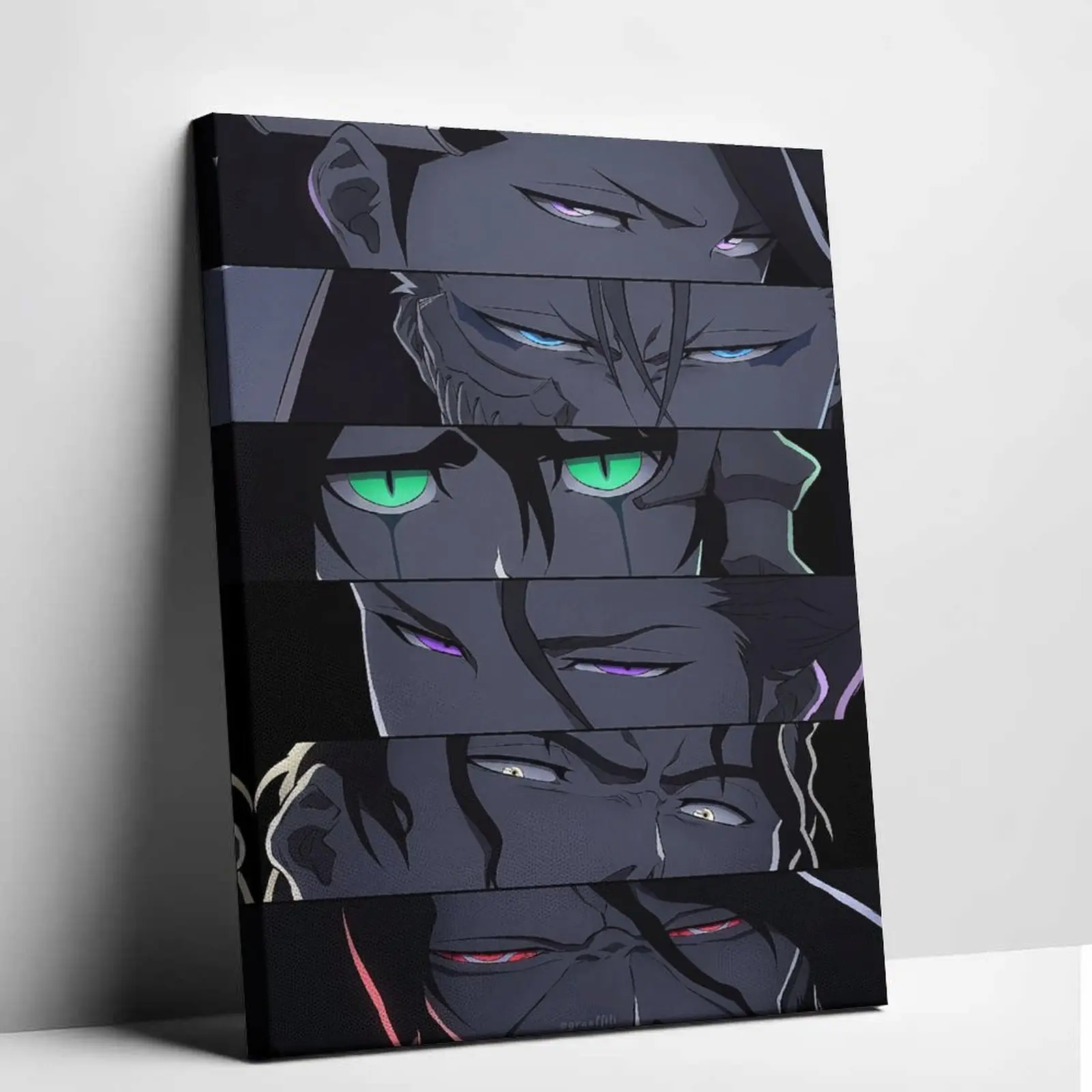 Bleach Anime Villain Focus Eyes Collage Poster - Artistic Canvas Wall Artwork Painting, Chic Otaku Style Contemporary Decor, Anime Room Decoration Gift for Bedroom Fans