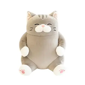 Chubby Meow 12 Inch Plush Pillow | Gray