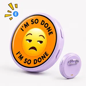 Smart Mood Badge Digital Display Pin, Electronic Badge Screen Pin for Photos Videos GIF Text, Bluetooth Touchscreen DIY Backpack Clip, Souvenir Collectible Badge, Lightweight Portable Gift for Men Women Teen