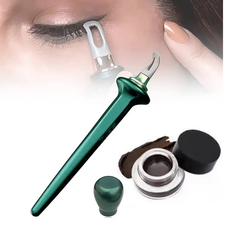 1 Set Silicone Eyeliner Tool with Eyeliner Cream, Reusable Easy No-Skip Eyeliner Gel Eyeliner Applicator Kit for makeup Novices (Black Eyeliner Tool +Brown Eyeliner Creams)