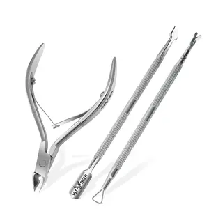 Cuticle Trimmer Set, 3 Piece Stainless Steel Nipper, Pusher and Scraper Kit for Manicure and Pedicure