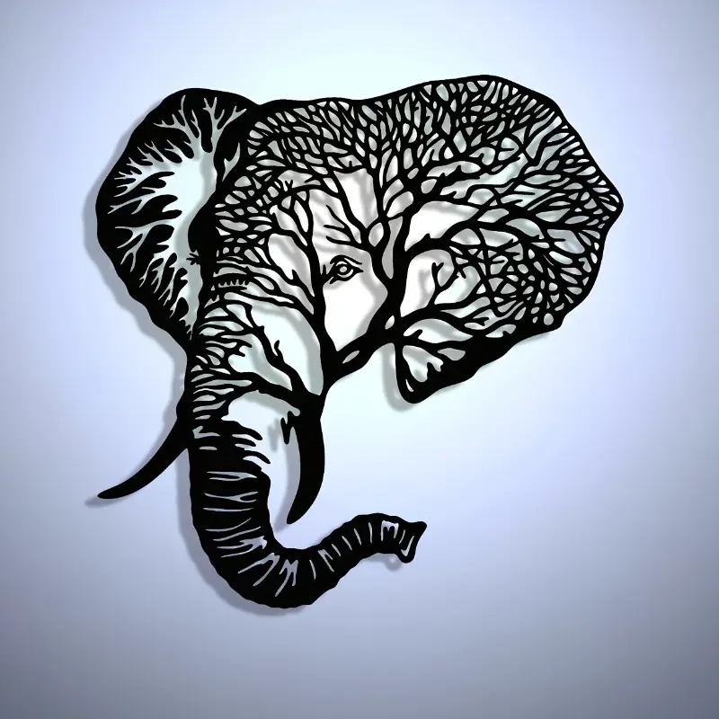 Craftsmanship and manufacturing, Line elephant abstract art, Abstract Face Design, hollow metal logo, modern home wall decoration sign, Decoration Items, Wall Art Painting, Above bed wall decor, suitable gift for farmhouse renovation or housewarming