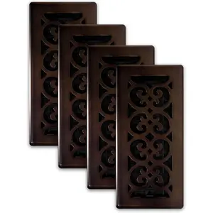(4-Pack) SPH410-RB Scroll Design Floor Register, 4x10 Inches, Rubbed Bronze Finish