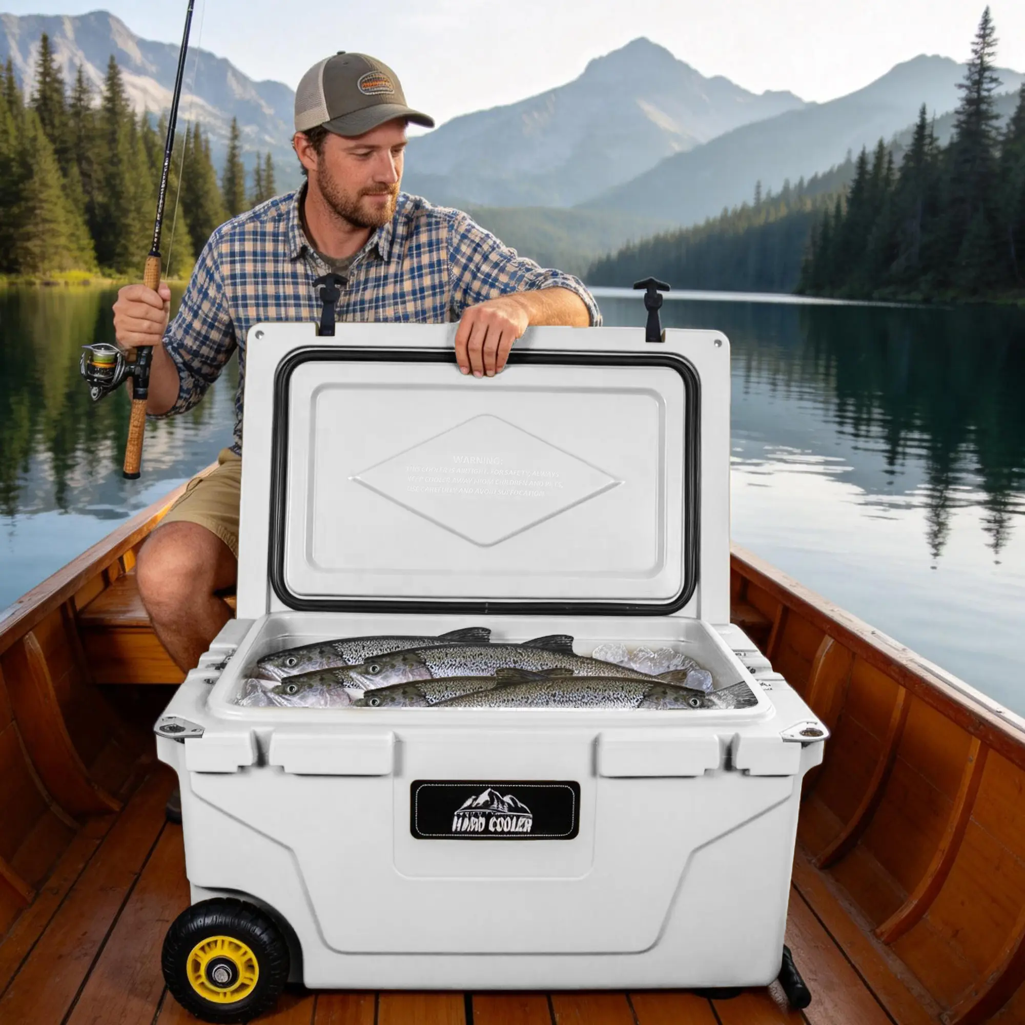 【SummerFinds】65QT Hard Cooler with Wheels with 7-Day Ice Retention，Durable LLDPE Cooler with Drain Plug & Bottle Opener，Wheels，Leak-Proof Seal,Easy to Clean,Perfect for Camping, Fishing Trips, Tailgates & Beach Days,Tailgating & Backyard BBQs